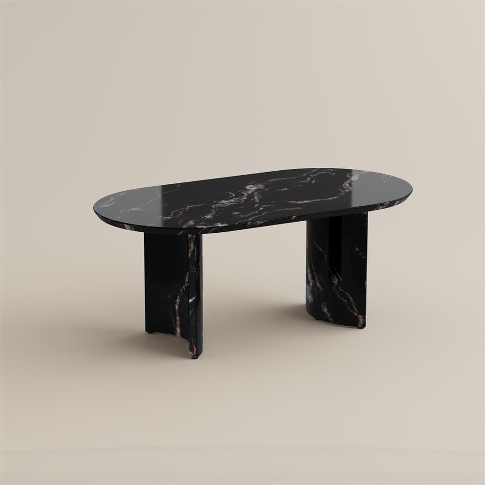 Marble Dining Table, Oval Dining Table, Double Pedestal, Marble Dining Table, Luxury oval dining table, Sculptural Curved Base